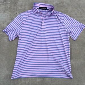 RLX Ralph Lauren Pink and Blue Striped Polo Shirt size S